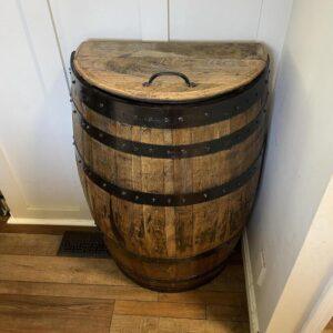 Half whiskey barrel trash can cover
