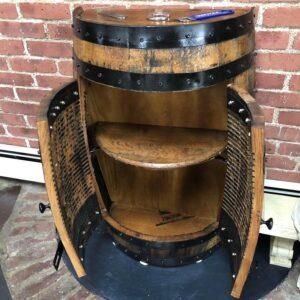Half Bourbon Whiskey Barrel Liquor Cabinet - Double Doors
