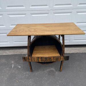 Half Bourbon Whiskey Barrel Bar and Table