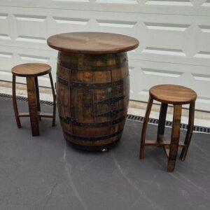 Bourbon Barrel Bar Stool - 30 inches tall, round seat