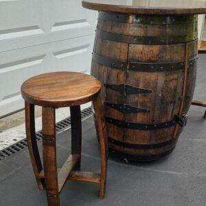 Bourbon Barrel Bar Stool - 24 inches tall, round seat