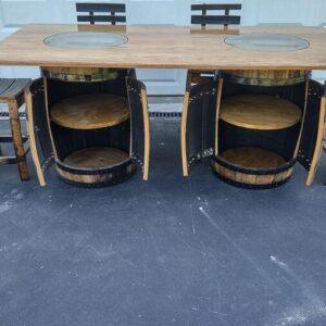 Bourbon whiskey barrel dining set - with storage