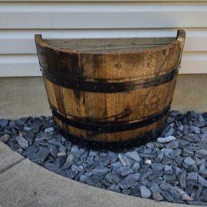 Quarter whiskey barrel planter