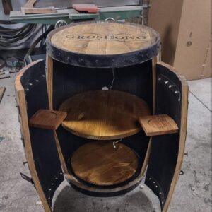 Bourbon Whiskey Barrel Bar & Liquor Cabinet - tall Doors