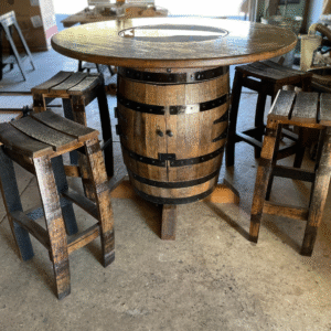 Bourbon Whiskey Barrel Table with storage