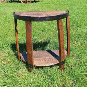 Minimalist half round whiskey end table