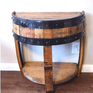 Half whiskey barrel end table - 3 legs