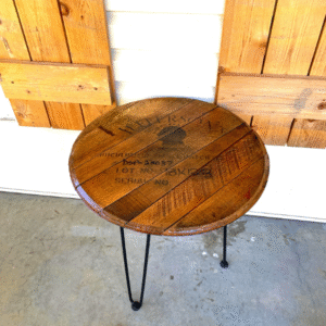 Bourbon Whiskey Barrel Head End Table