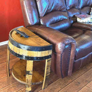 Bourbon Whiskey Barrel Half Round End Table