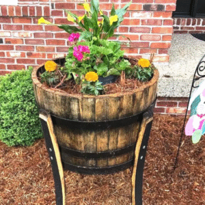 Bourbon Whiskey Barrel Planter - Elevated